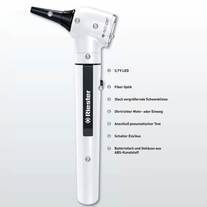 Riester e-scope® F.O. Otoskop LED 3,7 V Details