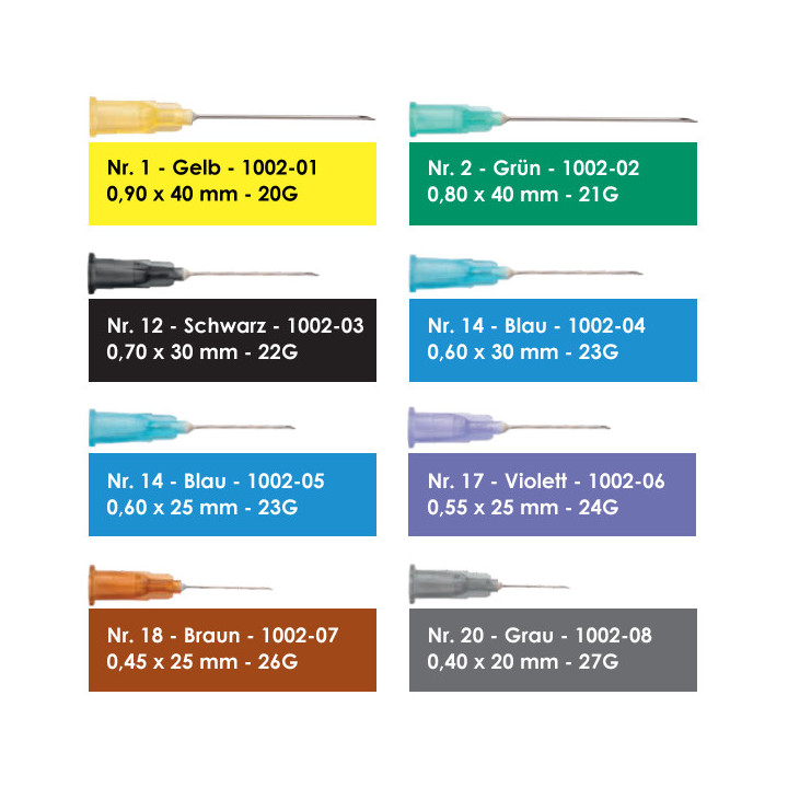 Chirana® Medoject Standardkanülen Gauge Grössen