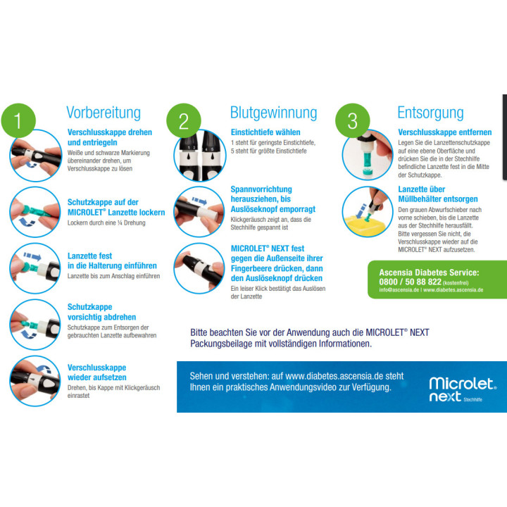 Ascensia Microlet® Next Stechhilfe Handhabung