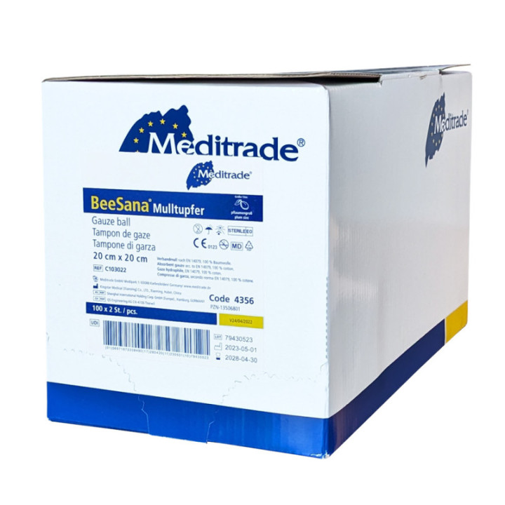Meditrade® BeeSana® Mulltupfer steril Ø 3 cm 100 x 2 Stück Box
