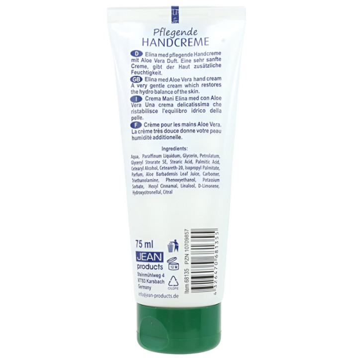 Elina Med Aloe Vera Handcreme 75 ml Rückseite