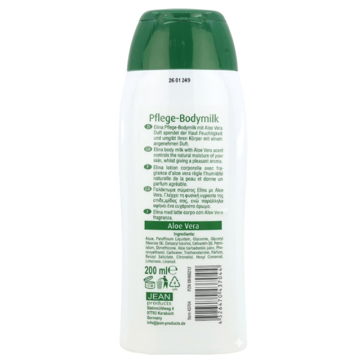 Elina Med Aloe Vera Body Milk 200 ml Rückseite
