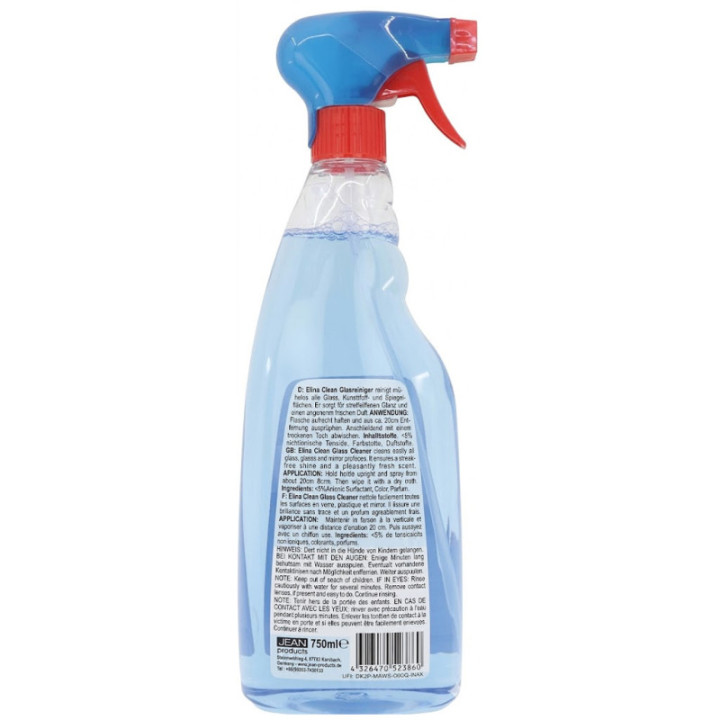 Elina Clean Glasreiniger 750 ml Rueckseite