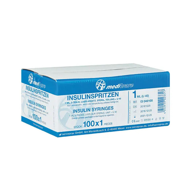 Mediware® Insulinspritzen 1 ml U40 Box