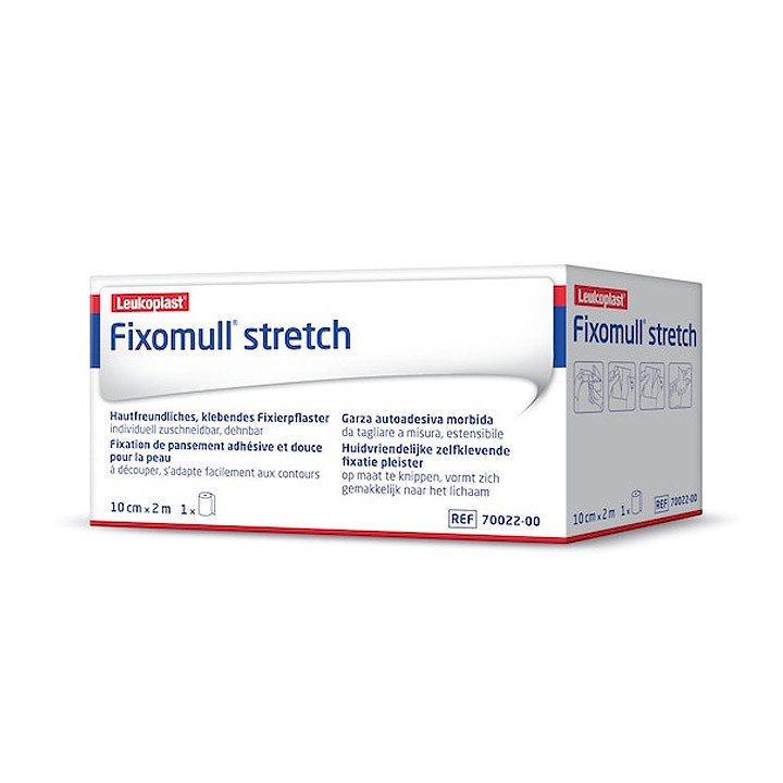 Leukoplast® Fixomull® stretch Klebevlies in 4 verschiedenen Größen auf der 10 m Rolle.