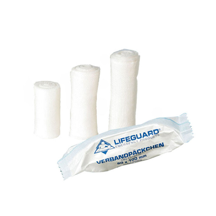 Sterile Verbandpäckchen: Elastische Fixierbinde mit Vlieskompresse in 3 verschiedenen Größen.