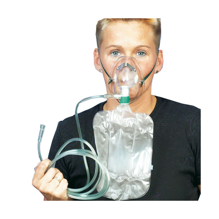 Inhalationsmaske für Erwachsene mit Atembeutel.