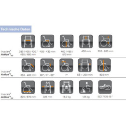 Invacare® Action2 NG Leichtgewicht Faltrollstuhl Technische Daten